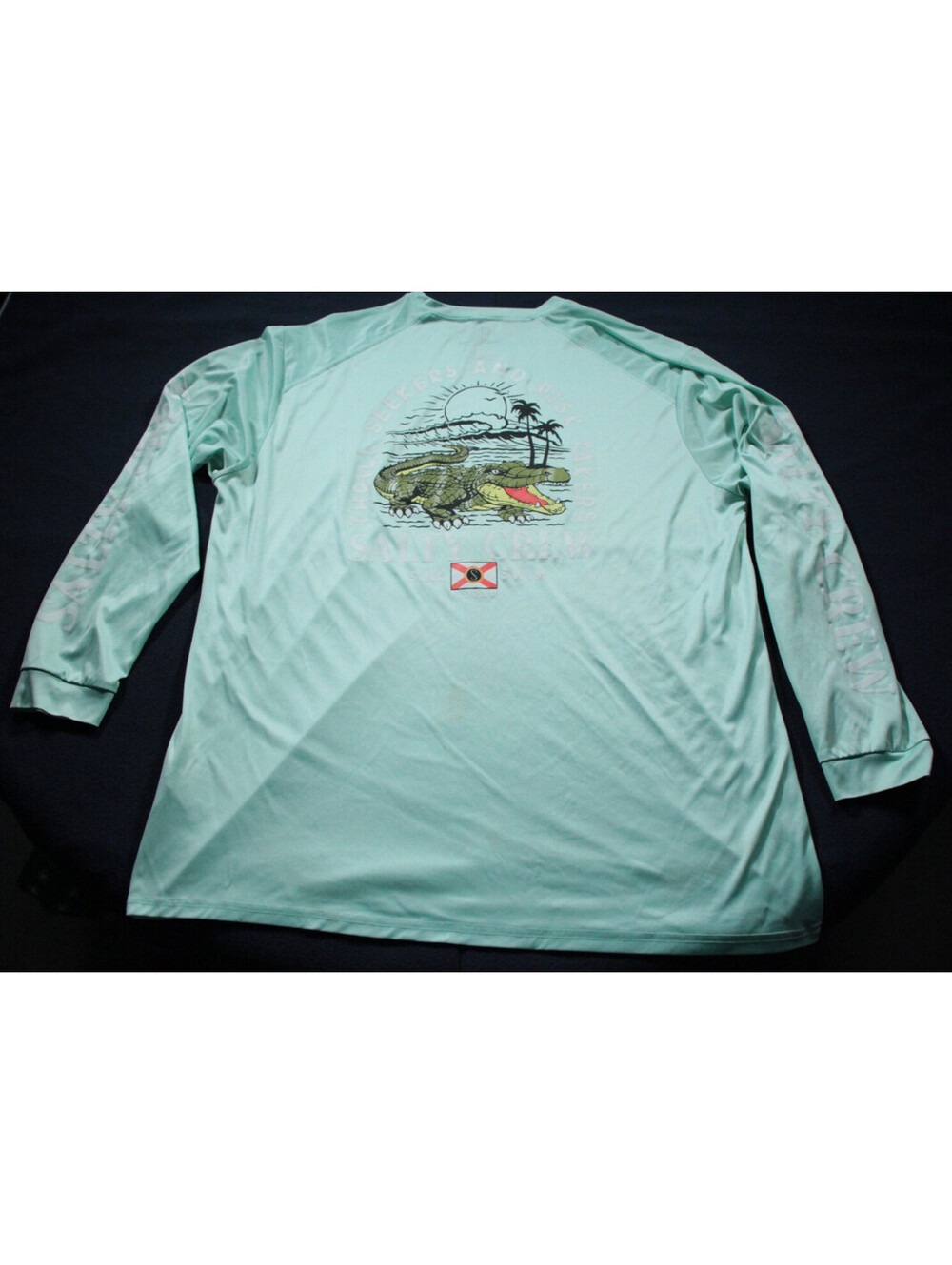 Salty Crew Long Sleeve Polyester T-Shirt Green 2XL Shirt Florida Thrill Seekers